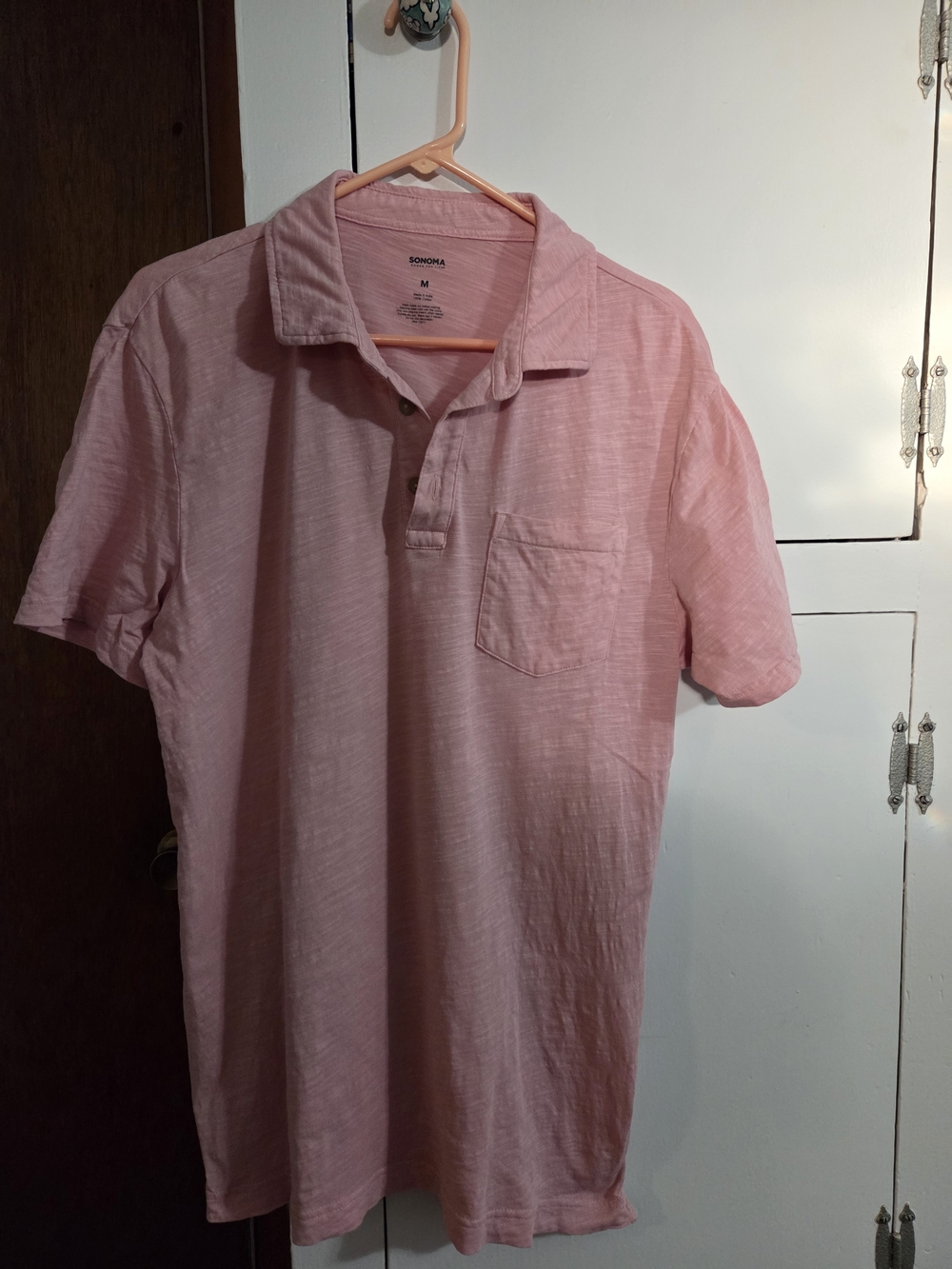 Sonoma Men’s Light Pink Polo with Chest Pocket